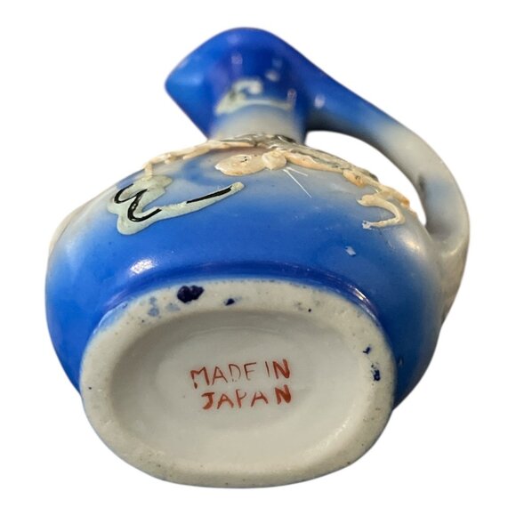 Vintage Japanese Dragonware Moriage Mini Pitcher – Blue with Raised Dragon Desig - Picture 3 of 4